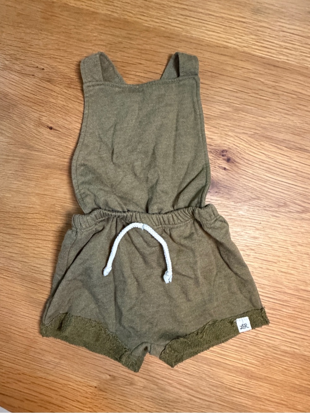 Kids Olive Green Sleeveless Romper Shorts